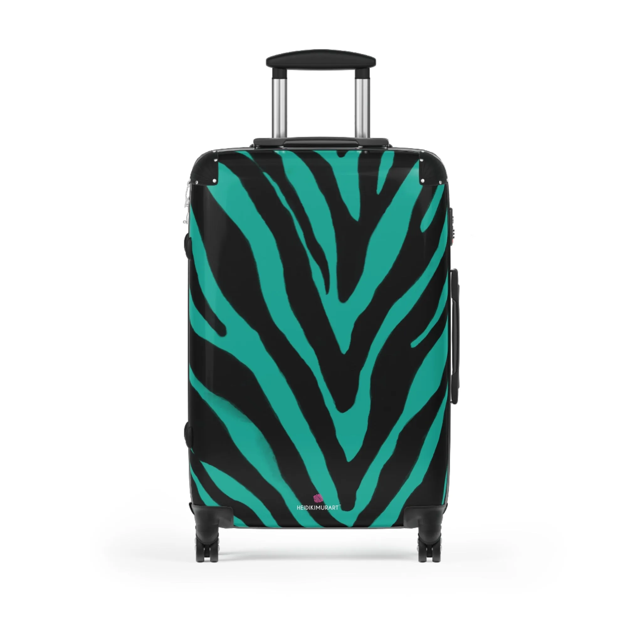 Blue Zebra Print Best Suitcases, Black and Blue Zebra Print Travel Bag Suitcases (Small, Medium, Large)