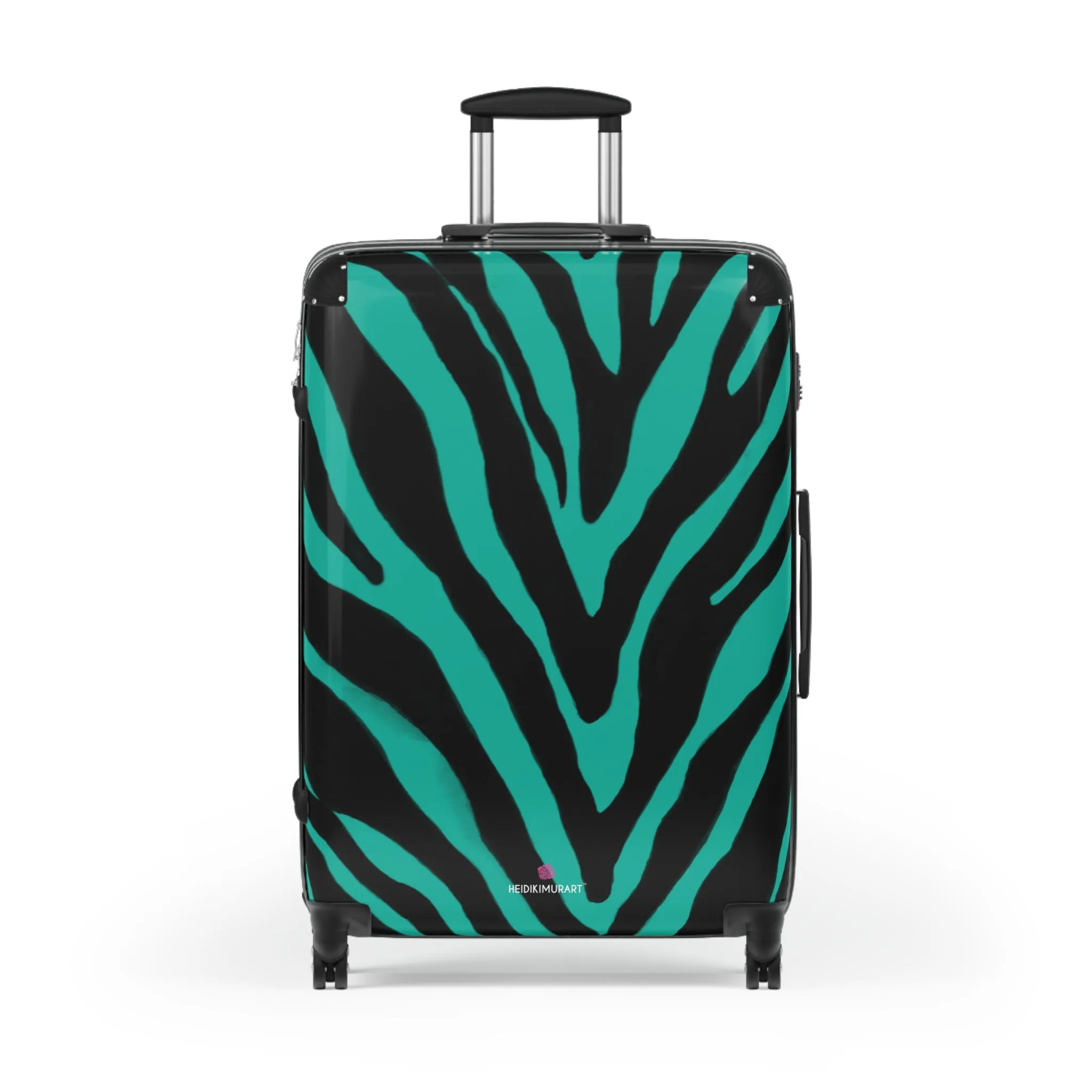 Blue Zebra Print Best Suitcases, Black and Blue Zebra Print Travel Bag Suitcases (Small, Medium, Large)