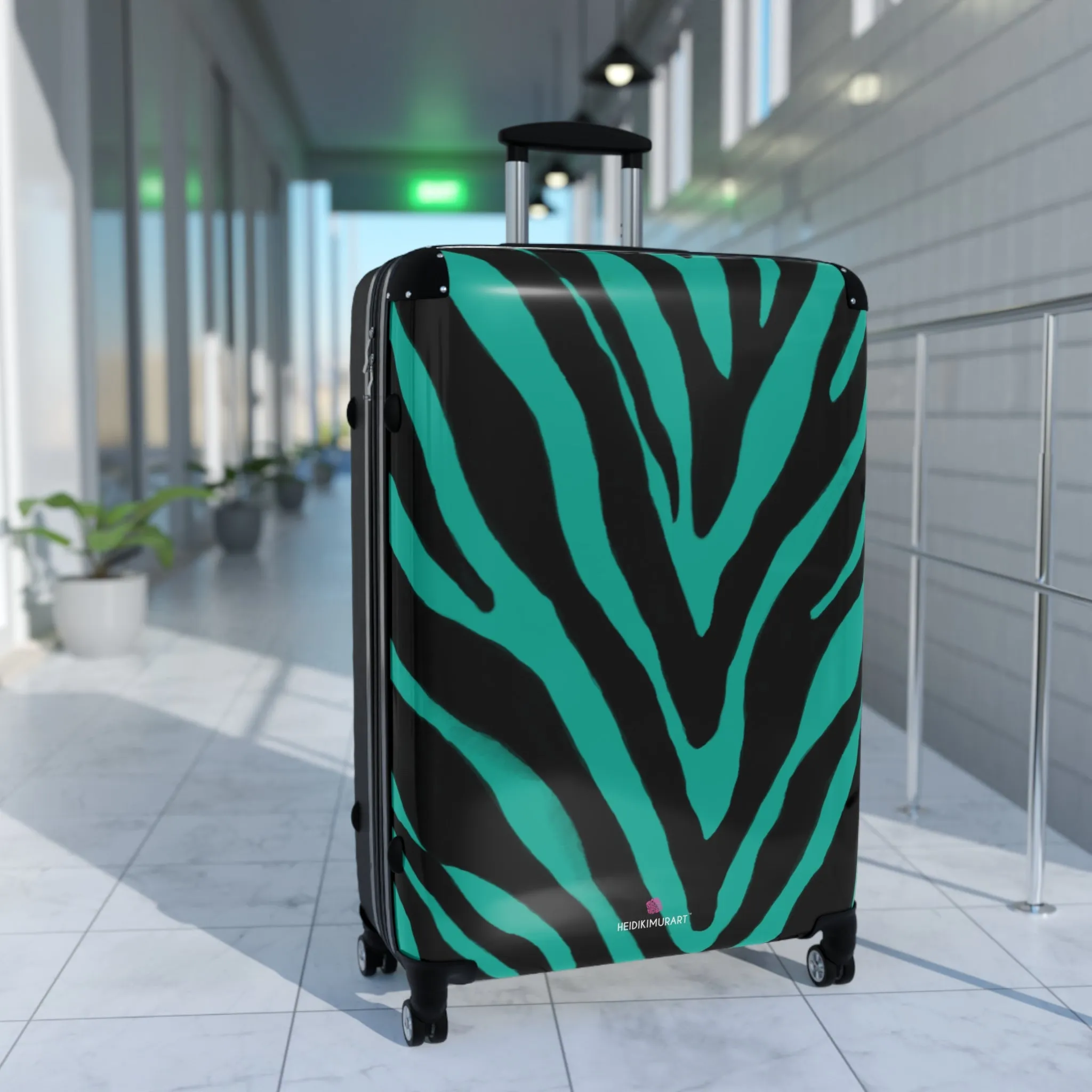 Blue Zebra Print Best Suitcases, Black and Blue Zebra Print Travel Bag Suitcases (Small, Medium, Large)