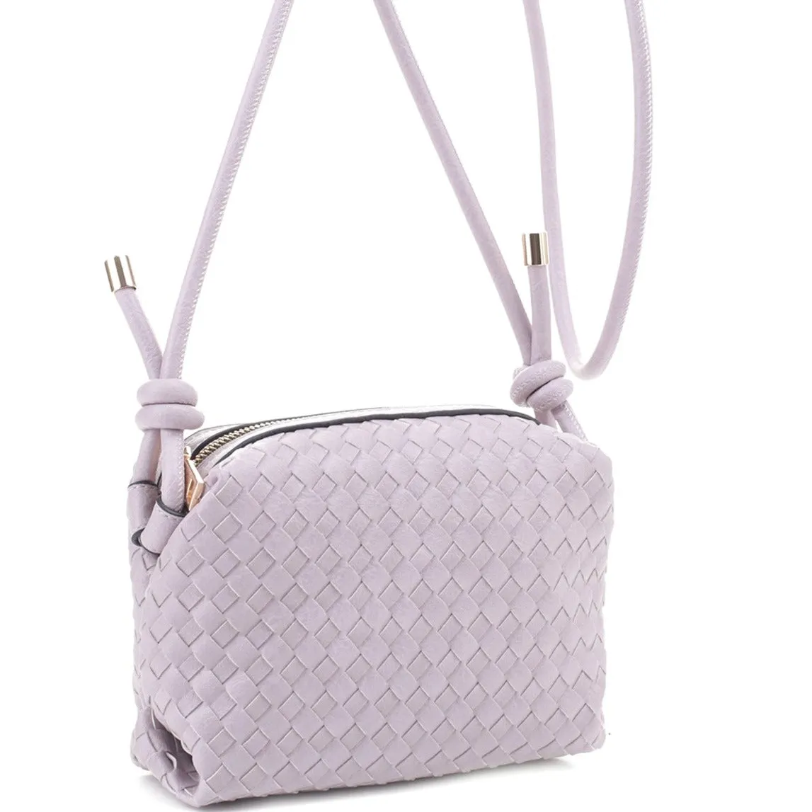 Braid Texture Zipper Crossbody Bag