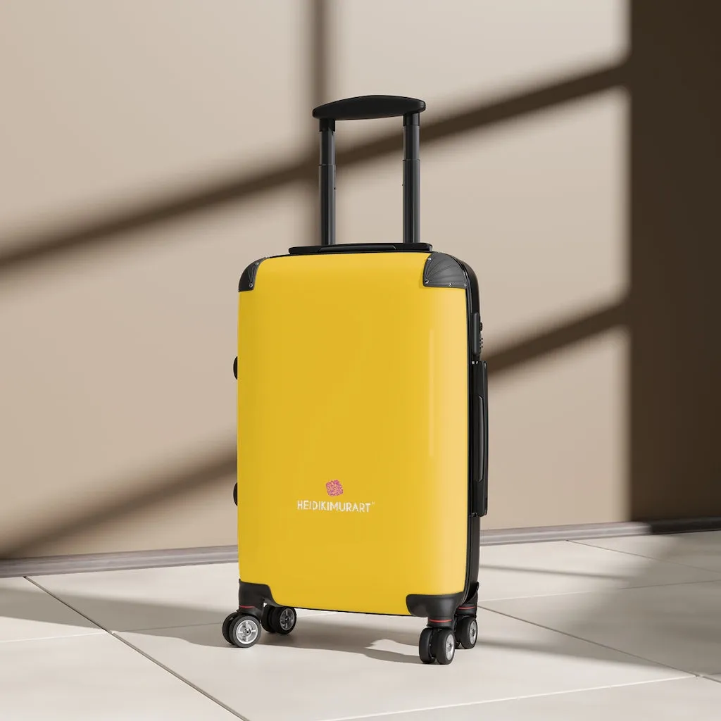 Bright Yellow Color Cabin Suitcase, Carry On Luggage With 2 Inner Pockets & Built in TSA-approved Lock With 360° Swivel