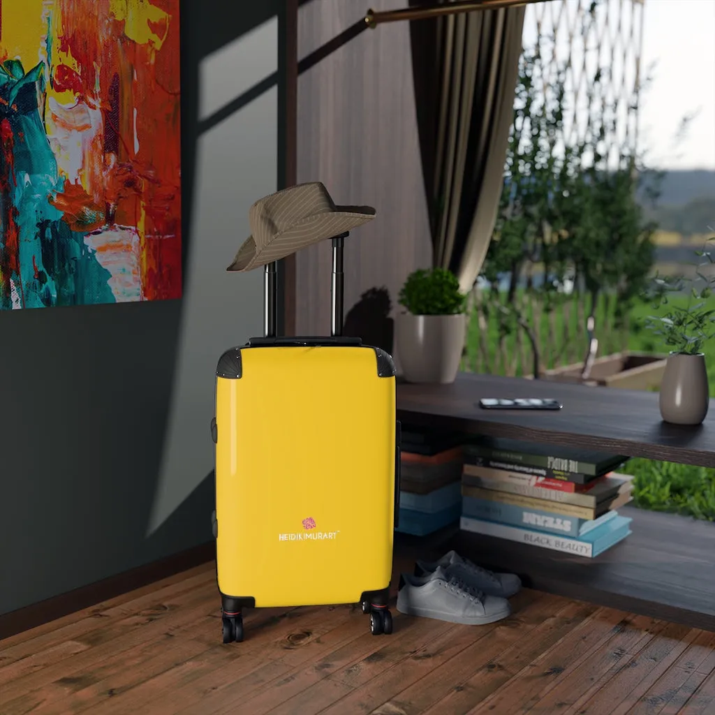 Bright Yellow Color Cabin Suitcase, Carry On Luggage With 2 Inner Pockets & Built in TSA-approved Lock With 360° Swivel