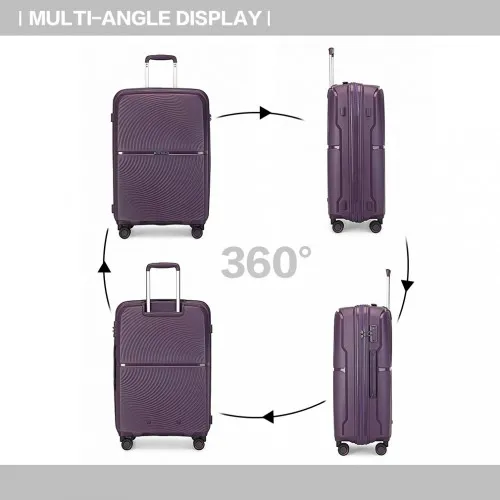 British Traveller 20 Inch Spinner Hard Shell PP Suitcase with TSA Lock - Purple