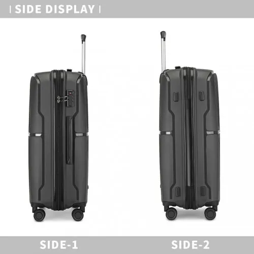 British Traveller 28" Spinner Hard Shell Suitcase with TSA Lock - Black - Ultra-Light & Durable