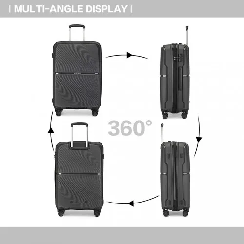 British Traveller 28" Spinner Hard Shell Suitcase with TSA Lock - Black - Ultra-Light & Durable