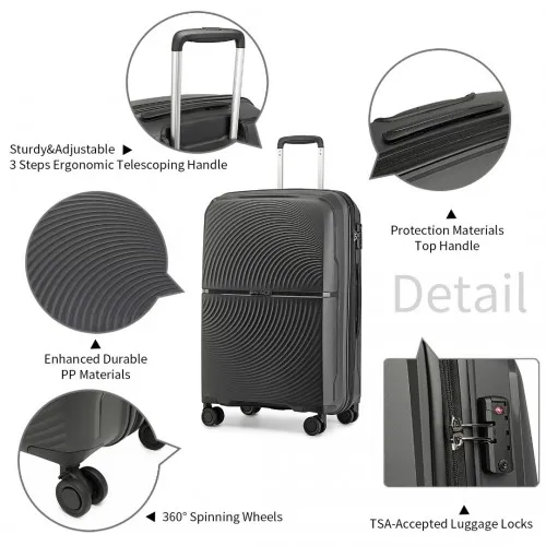 British Traveller 28" Spinner Hard Shell Suitcase with TSA Lock - Black - Ultra-Light & Durable