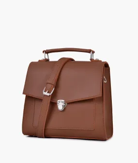 Brown push-lock messenger bag