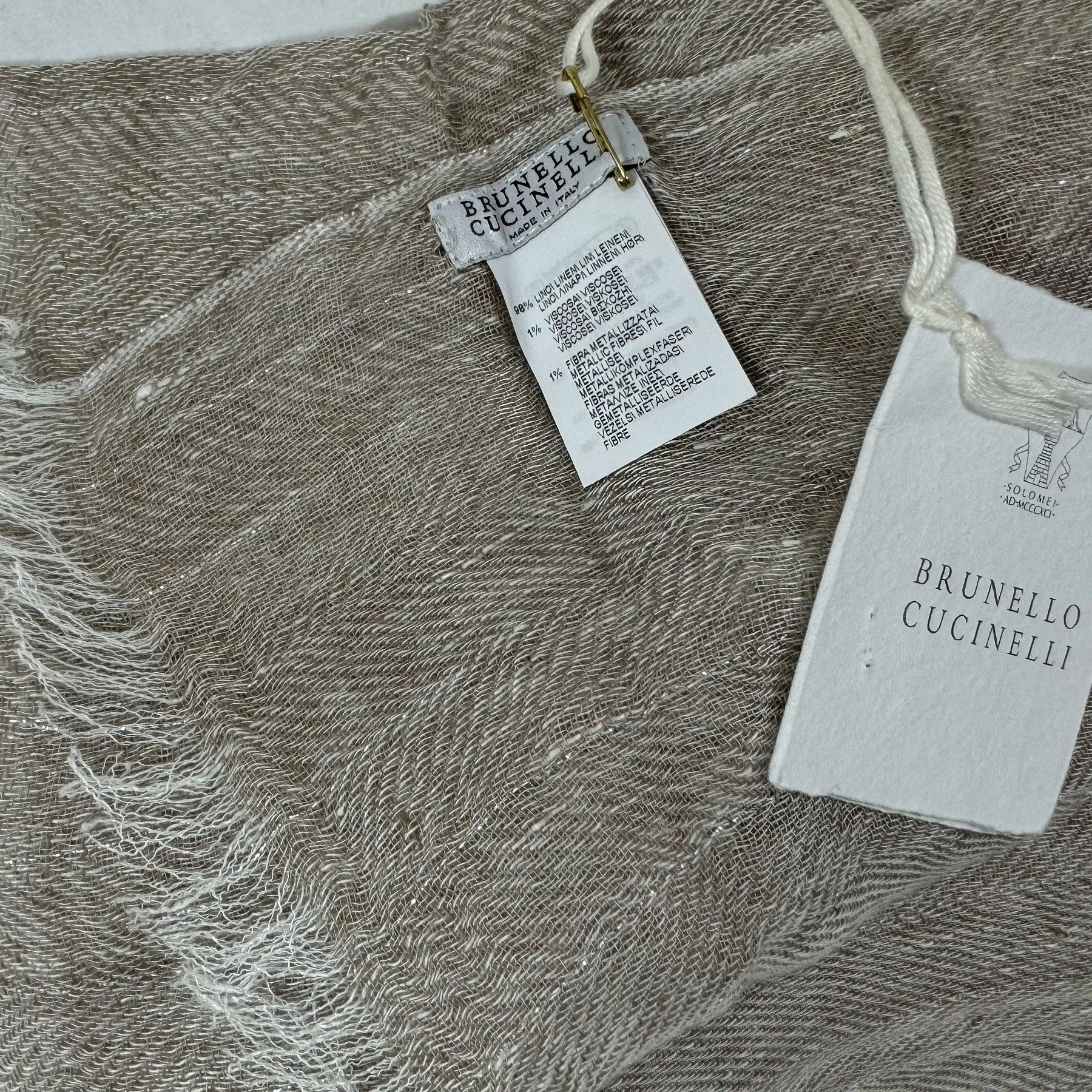 Brunello Cucinelli Linen Scarf Taupe Gray - Luxury Women Designer Shawl SALE