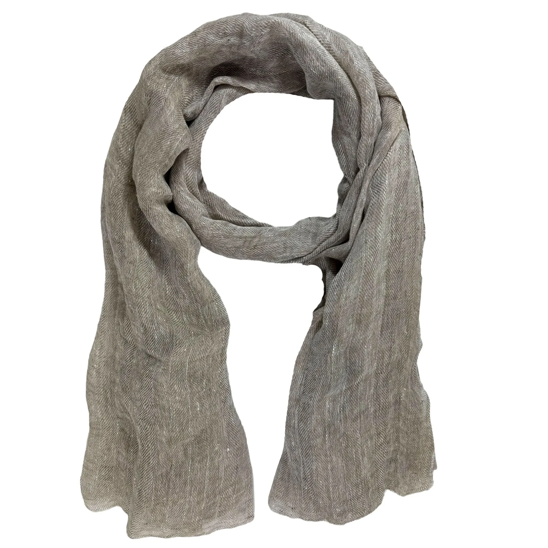 Brunello Cucinelli Linen Scarf Taupe Gray - Luxury Women Designer Shawl SALE