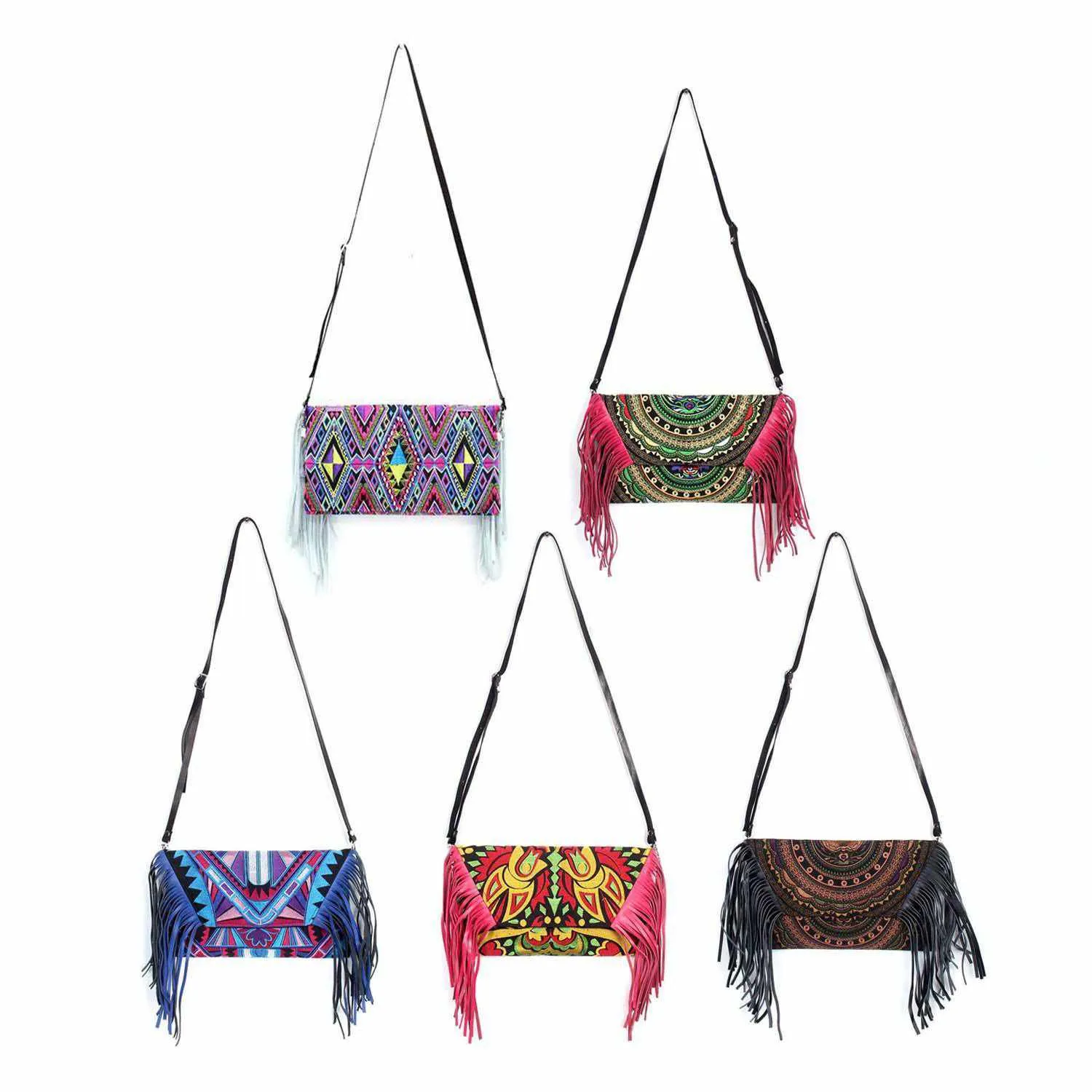 BUNDLE: Leather Fringe Crossbody Bag 5 Pieces - Thailand