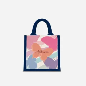 Butterfly Series Half Lining Lunch Bag - Pink Navy