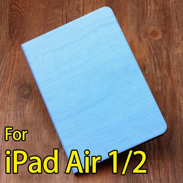 Buy one get one screen film for iPad air2 1 case smart cover for iPad 4 2 3 Fashion PU Wood Grain Leather 2017 free shipping AKR