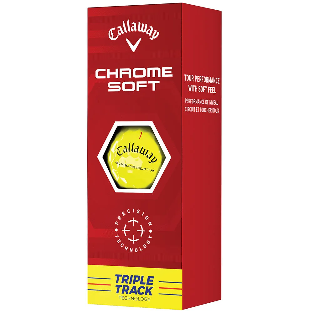 Callaway Chrome Soft Triple Track Golf Balls - Yellow - 12 Pack