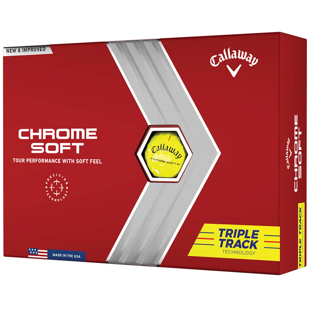 Callaway Chrome Soft Triple Track Golf Balls - Yellow - 12 Pack