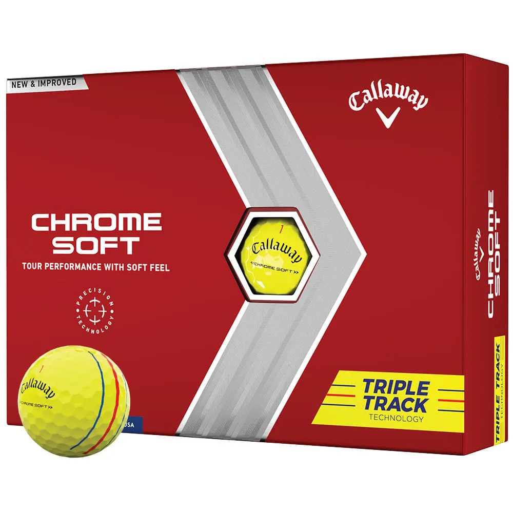 Callaway Chrome Soft Triple Track Golf Balls - Yellow - 12 Pack