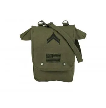 Canvas Map Case Shoulder Bag w/ Military Patches