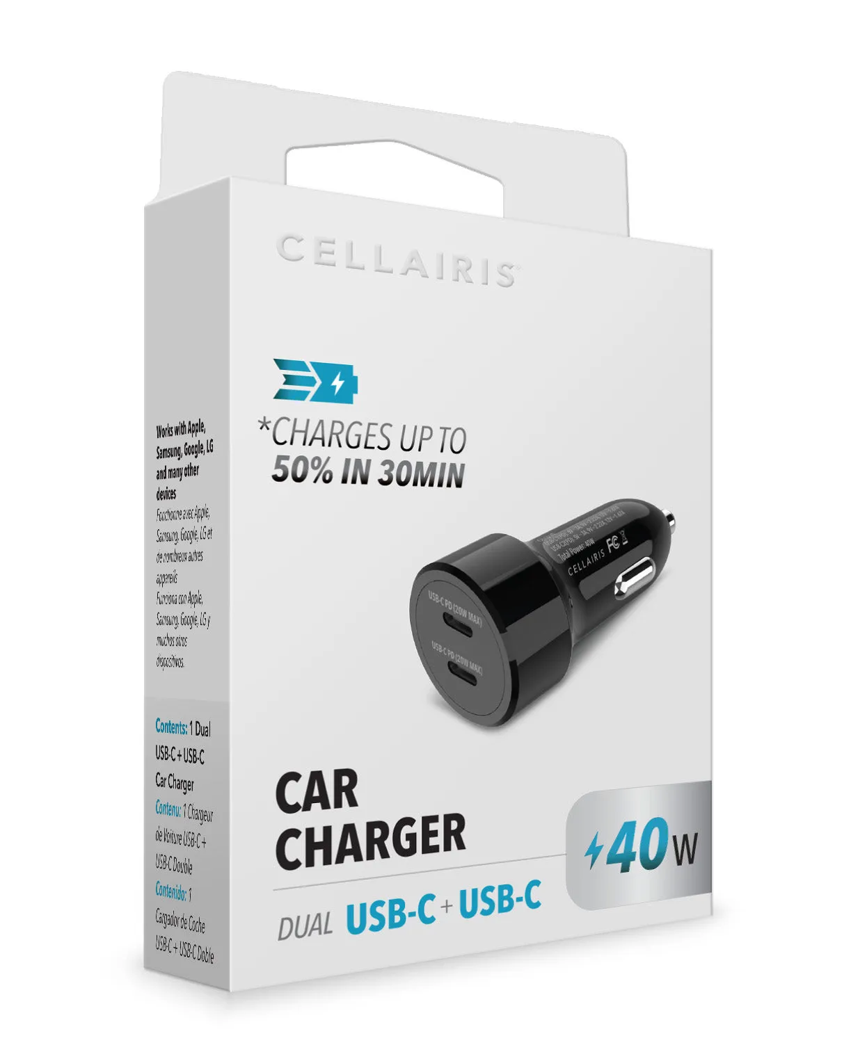 Car Charger - Dual USB-C   USB-C 40W Black Power