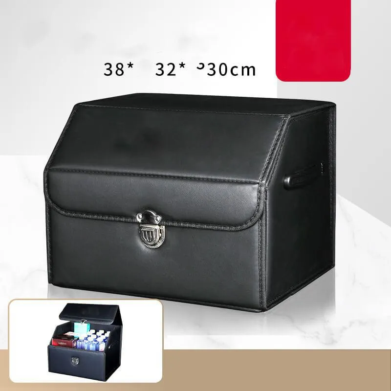 Car Leather Trunk Organizer Box - Black