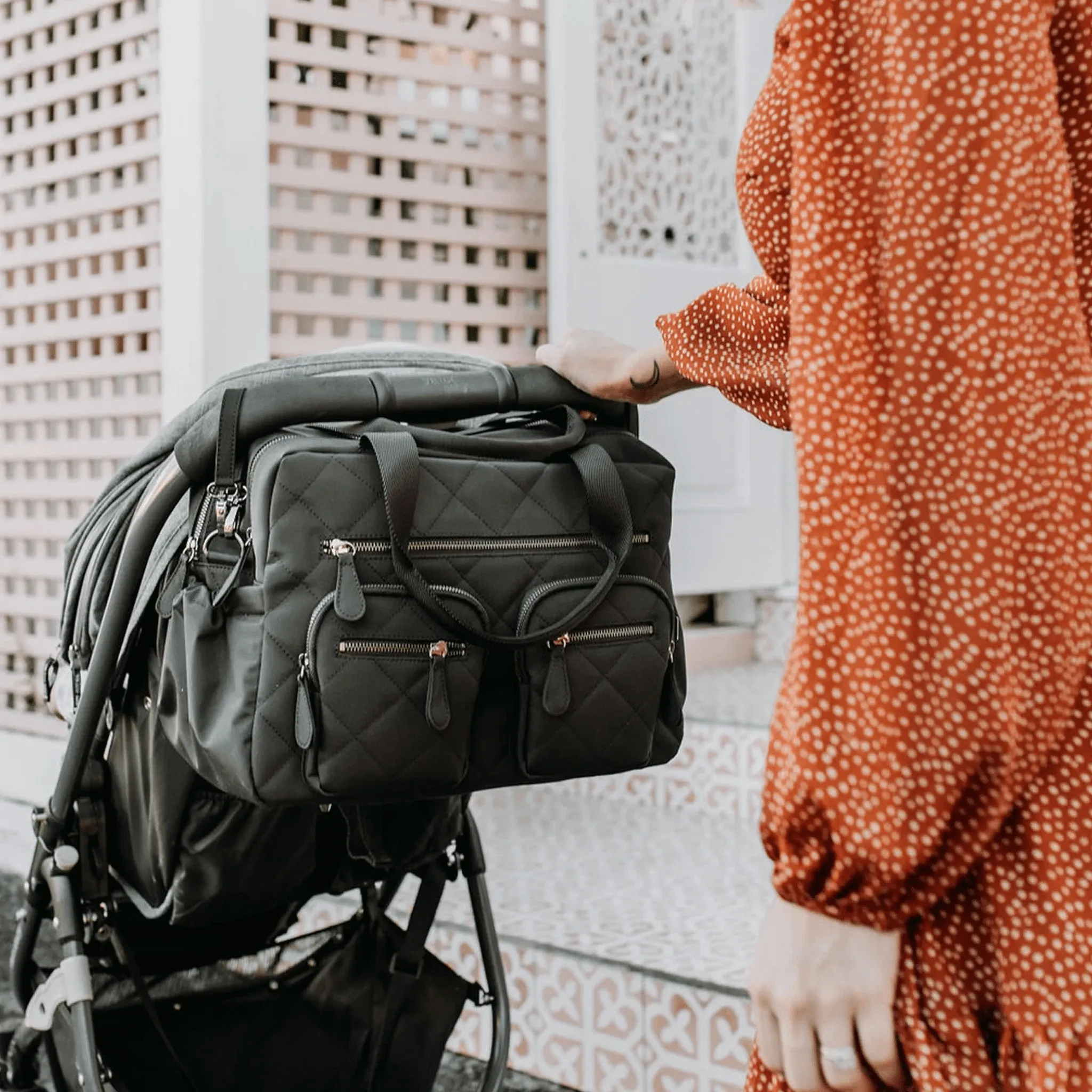 Carry All Nappy Bag - Black Diamond Quilt