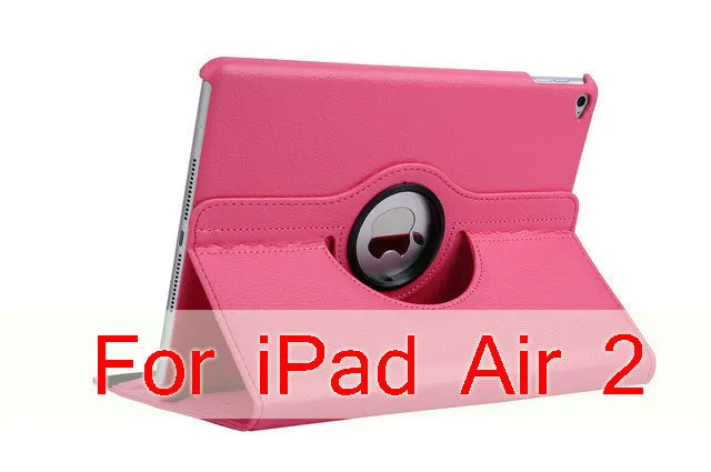 Case Cover For Apple iPad Air 2/iPad 6 (2014) PU Leather Flip Smart Stand 360 Rotating Case Screen Protector Film Stylus Pen