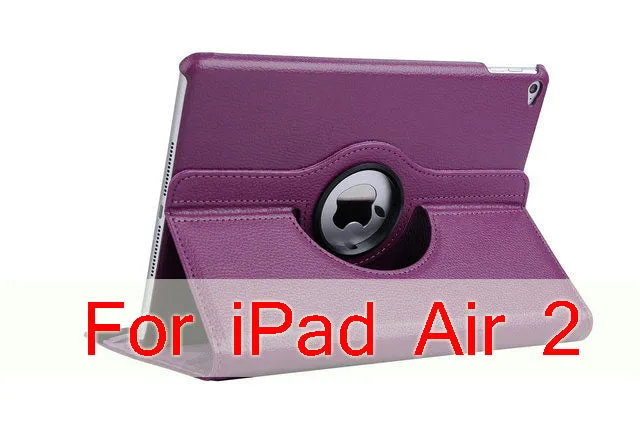 Case Cover For Apple iPad Air 2/iPad 6 (2014) PU Leather Flip Smart Stand 360 Rotating Case Screen Protector Film Stylus Pen