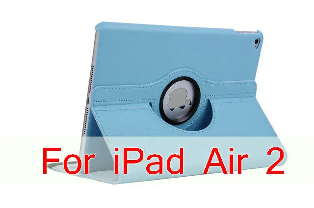 Case Cover For Apple iPad Air 2/iPad 6 (2014) PU Leather Flip Smart Stand 360 Rotating Case Screen Protector Film Stylus Pen