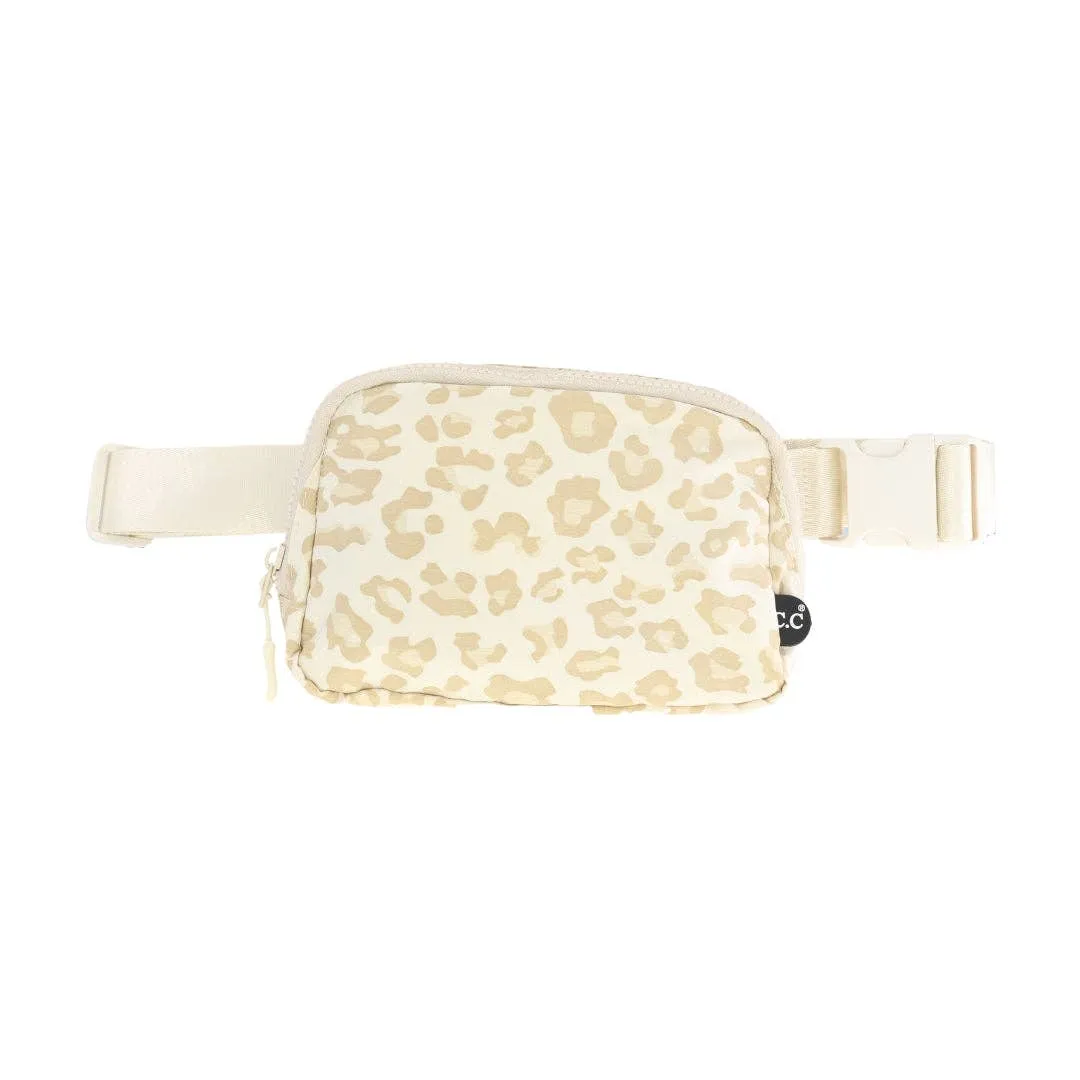 C.C Leopard Patterned Women's Belt Bag: Beige