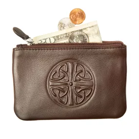 Celtic Knot Leather Coin Purse- Brown