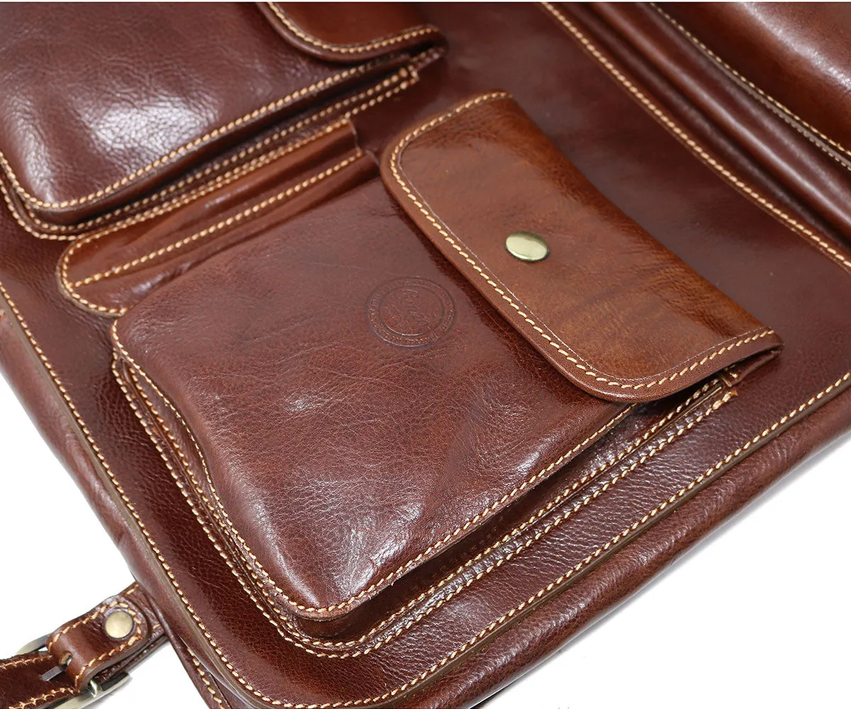 Cenzo Leather Messenger Bag