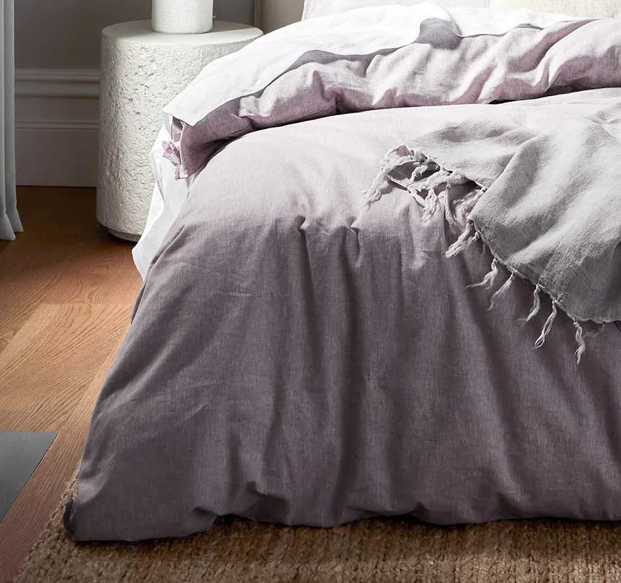 Chambray Fringe Quilt Cover Range Lilac