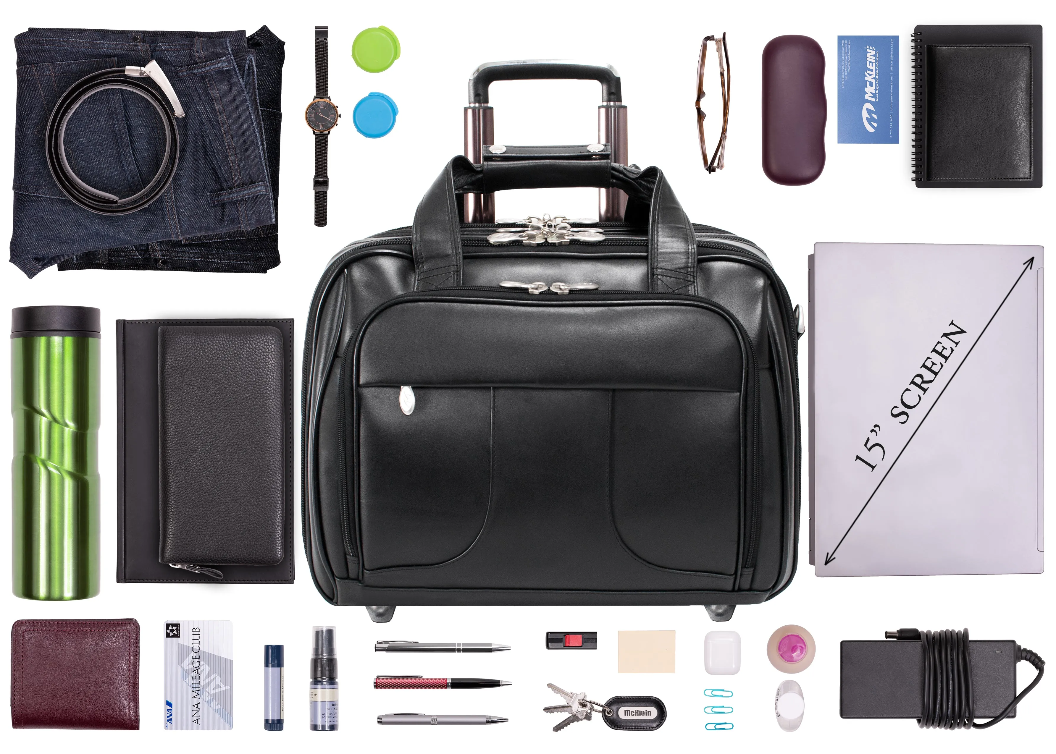 CHICAGO | 17” Leather Detachable-Wheeled Overnight Laptop Case