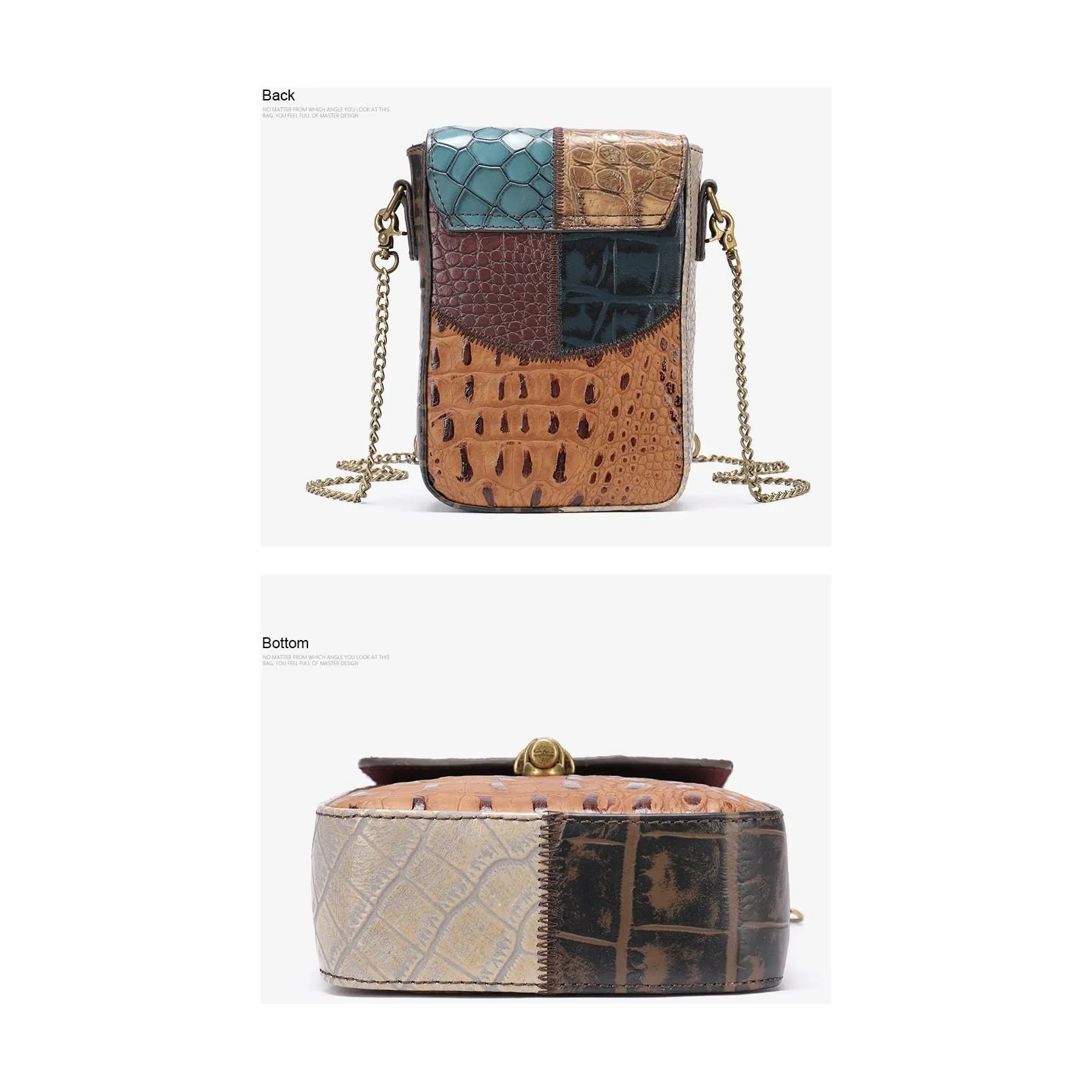 ChicGlam Multicolour Chain Leather Crossbody Bag