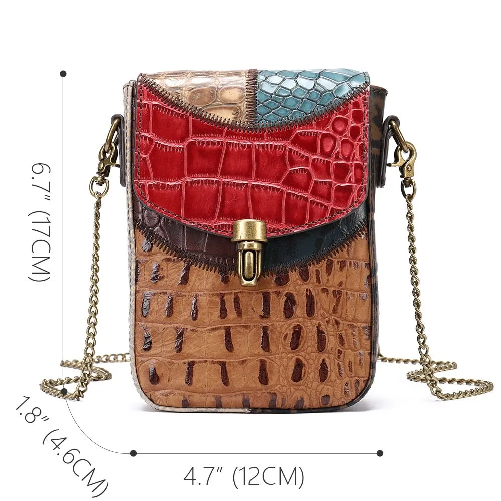 ChicGlam Multicolour Chain Leather Crossbody Bag