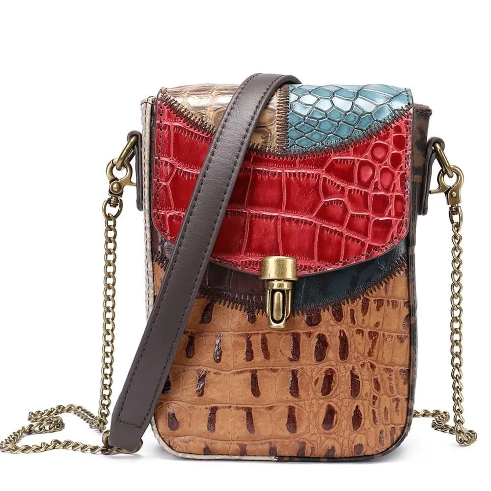 ChicGlam Multicolour Chain Leather Crossbody Bag