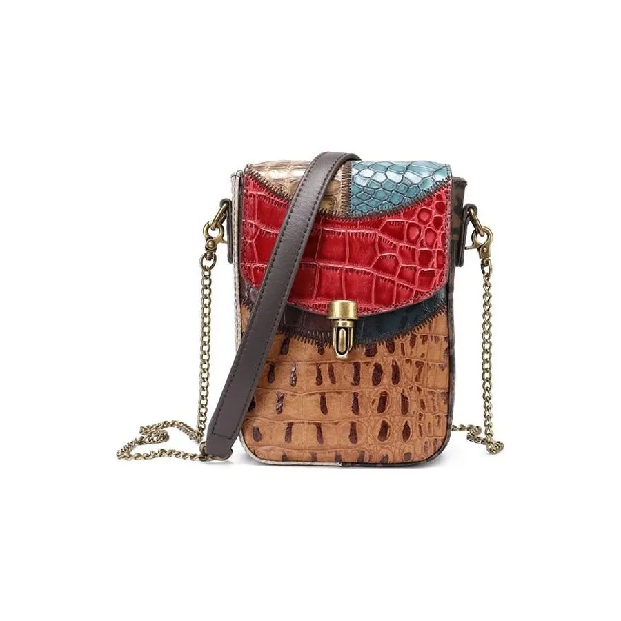 ChicGlam Multicolour Chain Leather Crossbody Bag