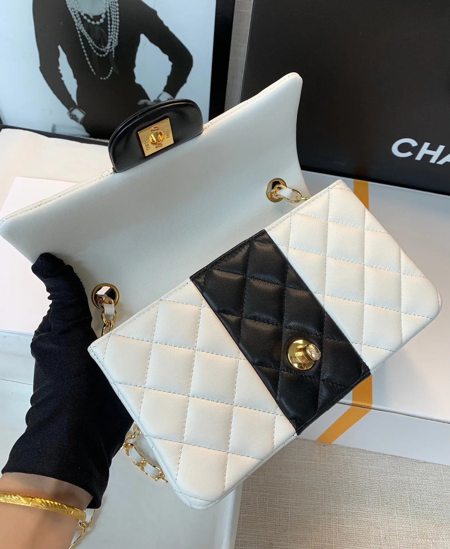 CHLMini Flap Bag White For Women 7.8in/20cm