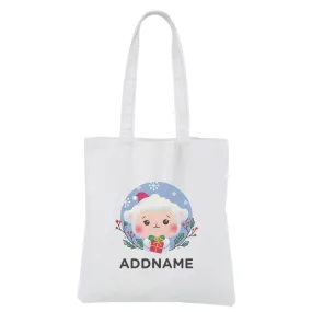 Christmas Cute Animal Series Cute Sheep White Canvas Bag