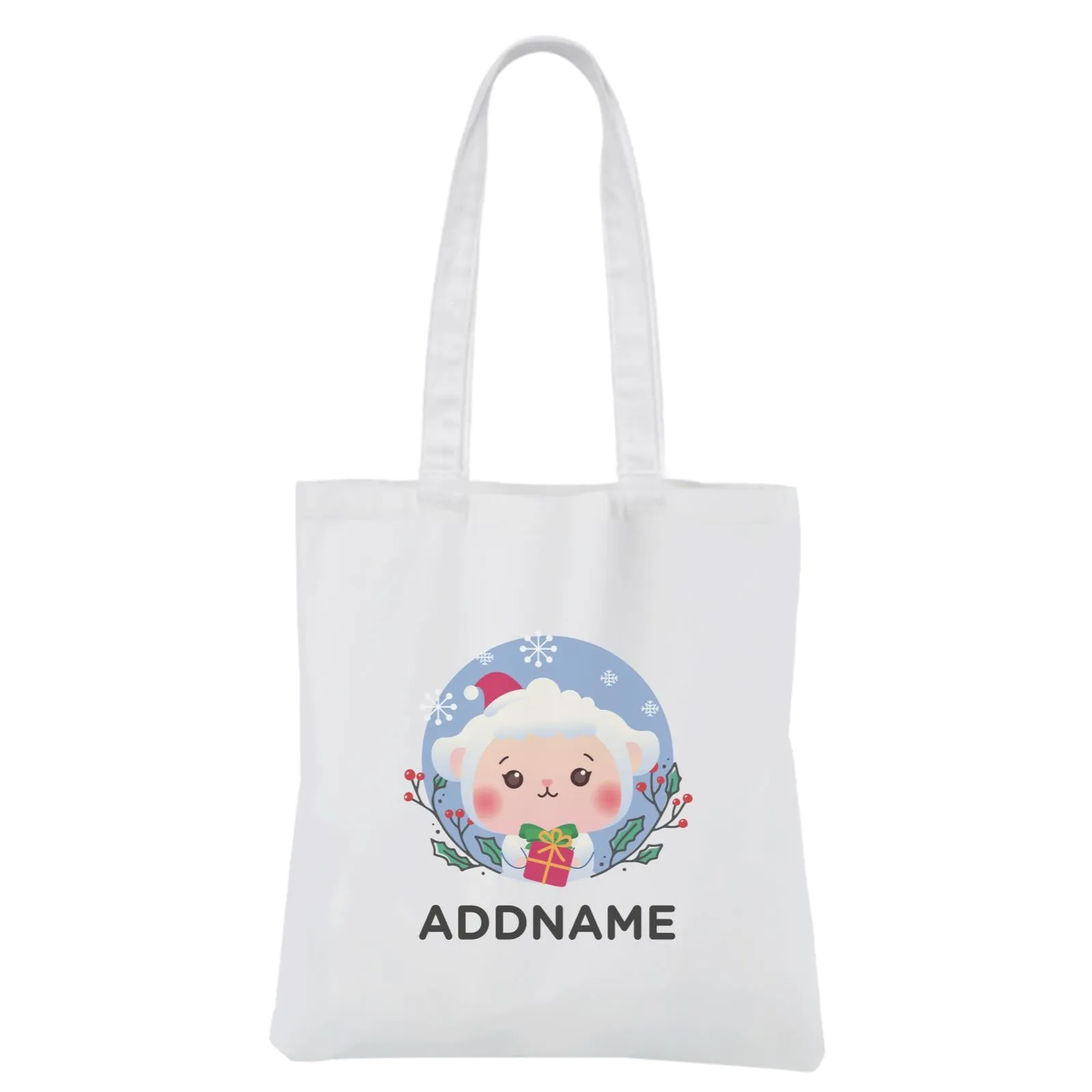 Christmas Cute Animal Series Cute Sheep White Canvas Bag