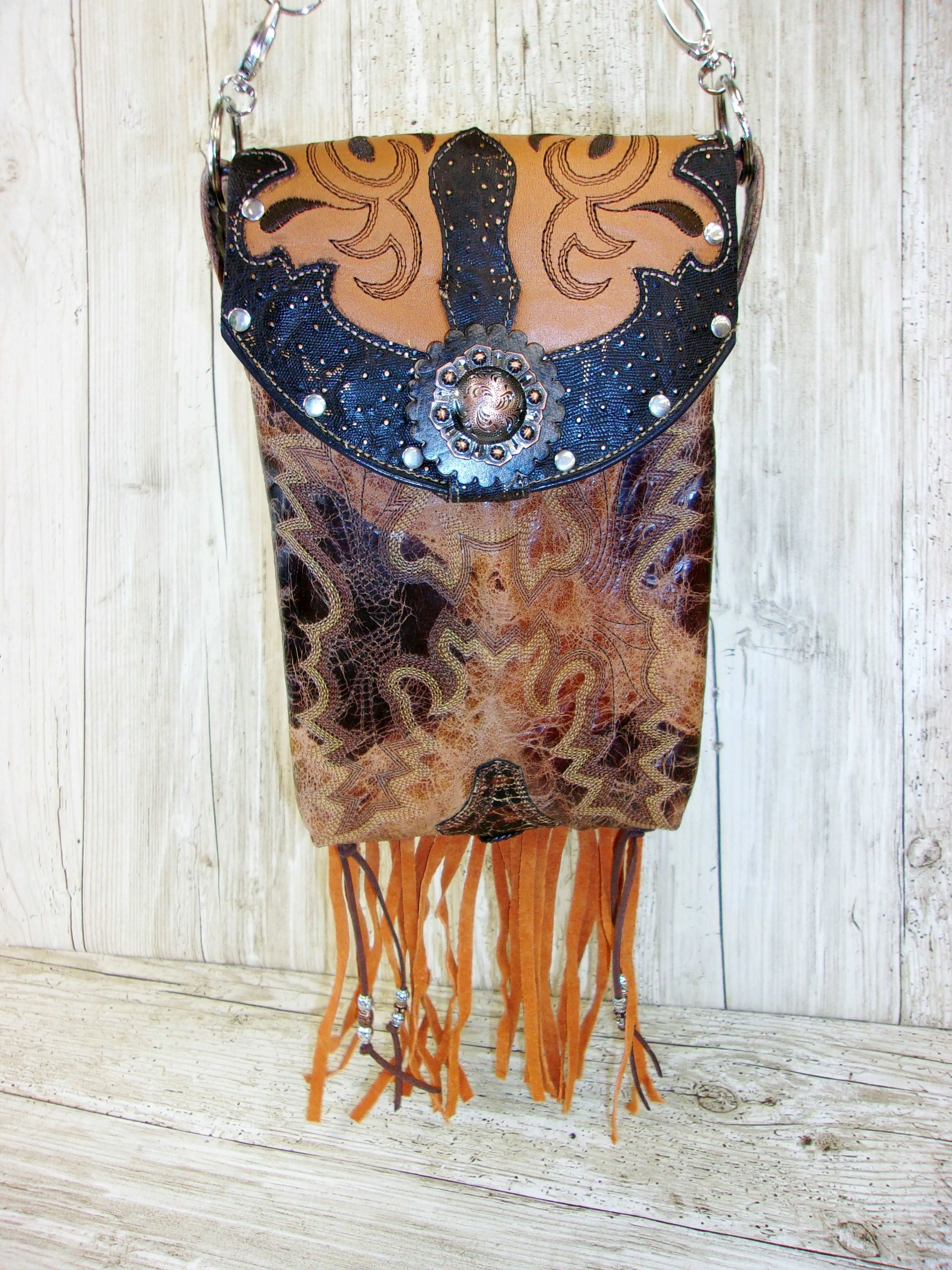 Cowboy Boot Crossbody Fringe Hipster Bag HP923