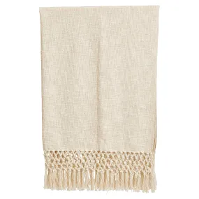 Cream Woven Throw with Crochet & Fringe