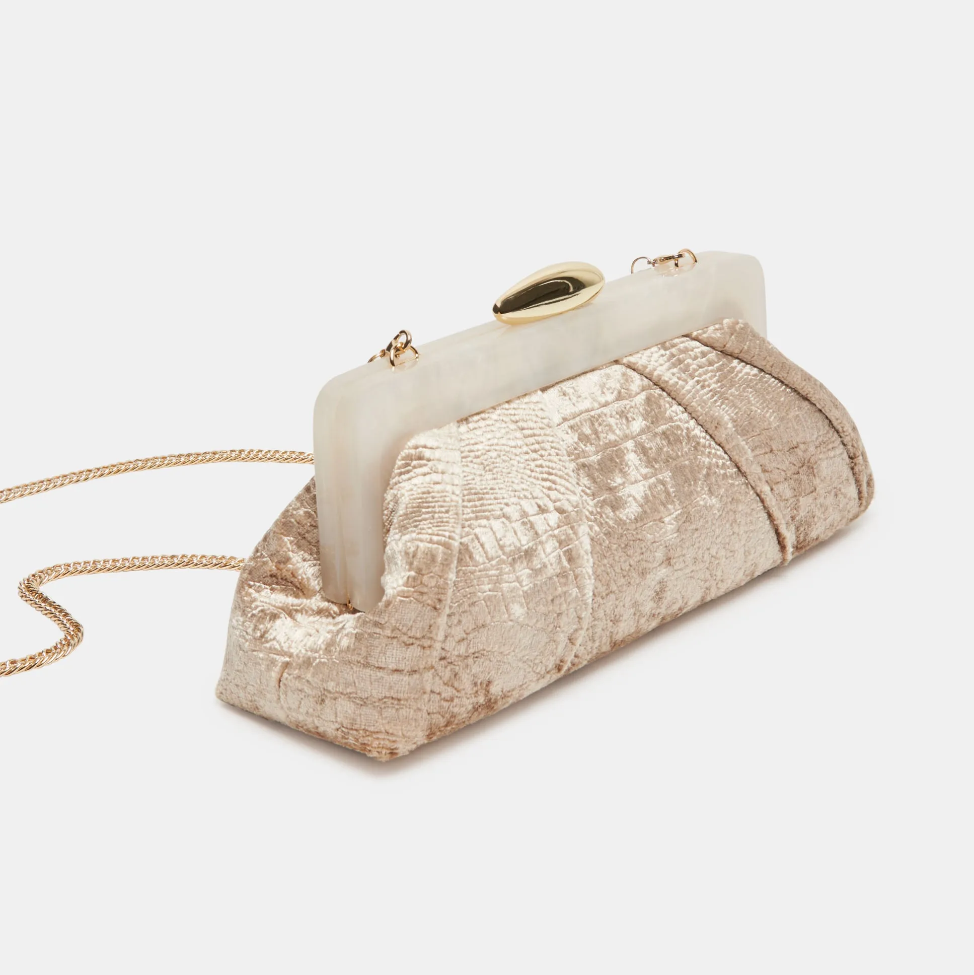 DANNY CLUTCH TAUPE VELVET