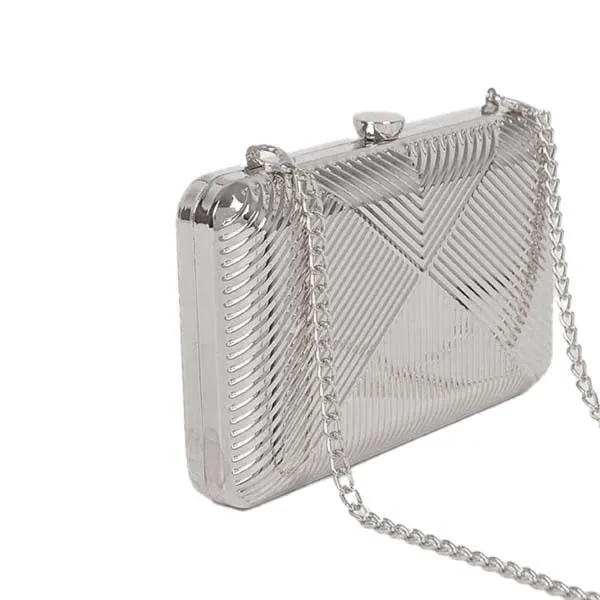 Deco Silver | Metal Clutch