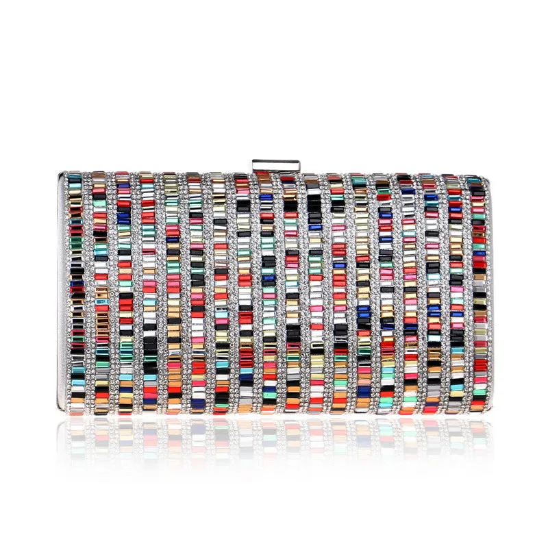 Dinner Dress Evening Dress Bag Ladies Hand Colorful Diamonds Small Square Bag women Clutch purse