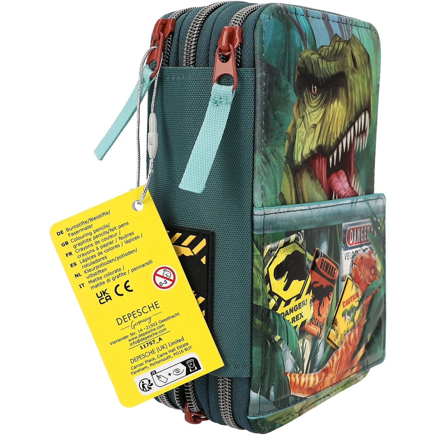 Dino World Trippel Pencil case Danger