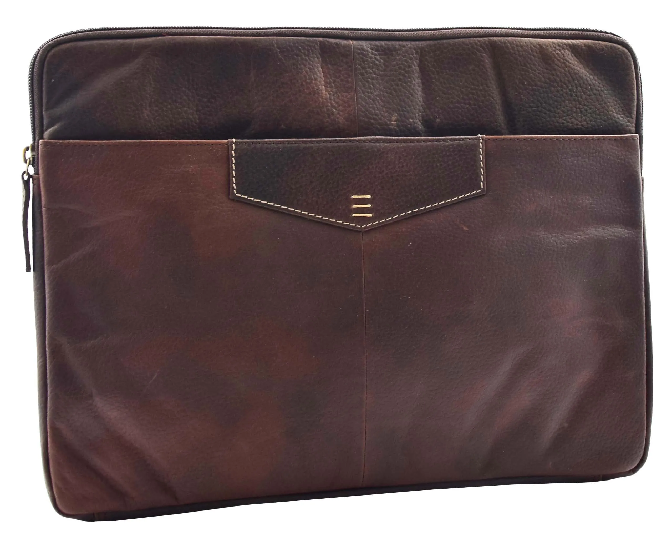 Distressed Brown Leather Folio Case iPad Files A4 Document Large Underarm Bag Archie