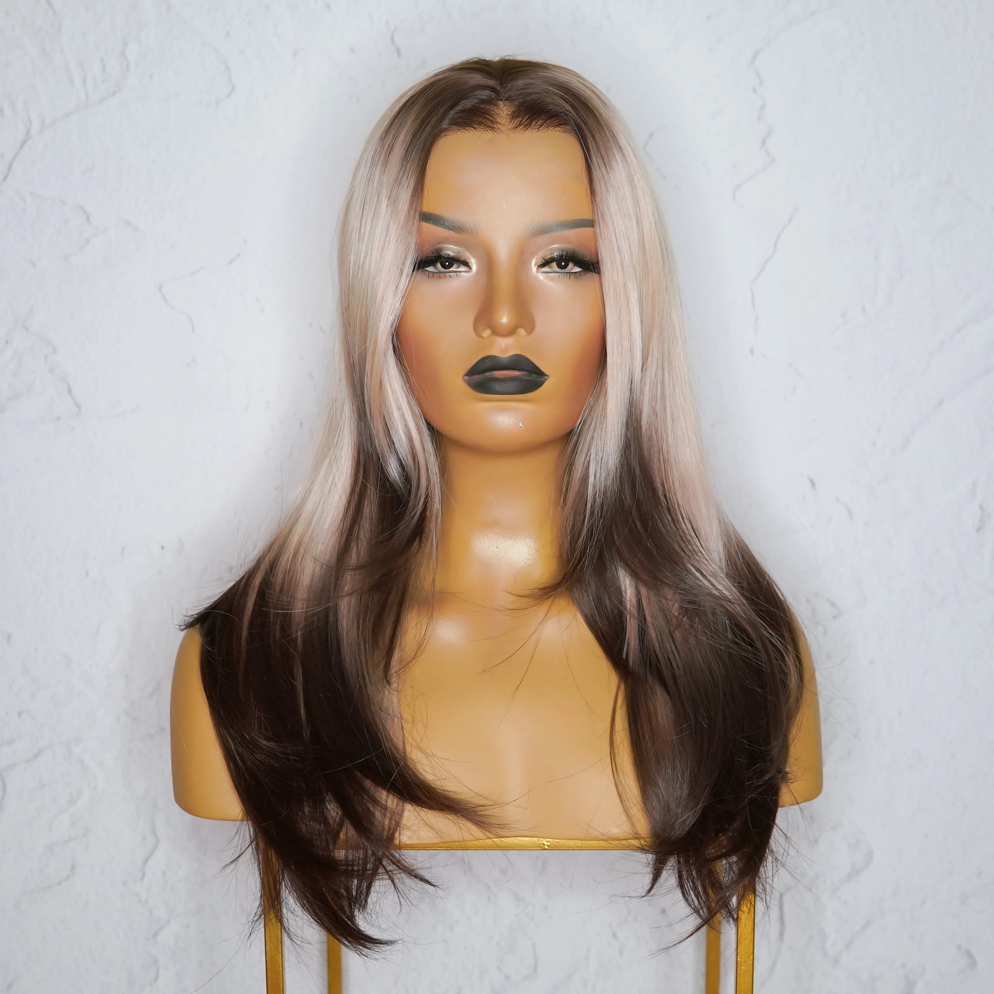 DOLLY Blonde to Dark Brown Ombre Lace Front Wig