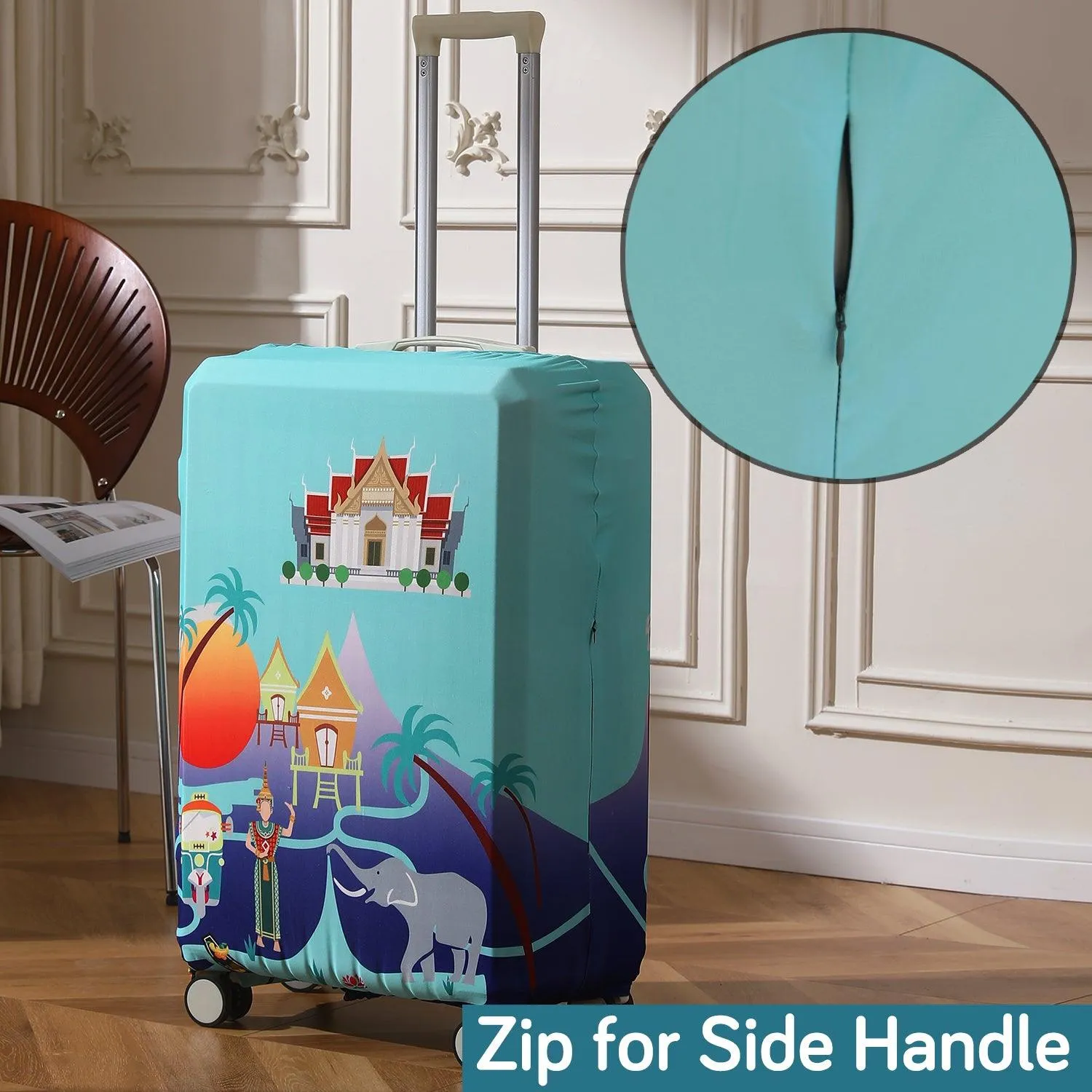 Durable 180 GSM Suitcase Covers S/M/L -Size for Trolley Suitcase, Gradient Blue Thrill Seeker