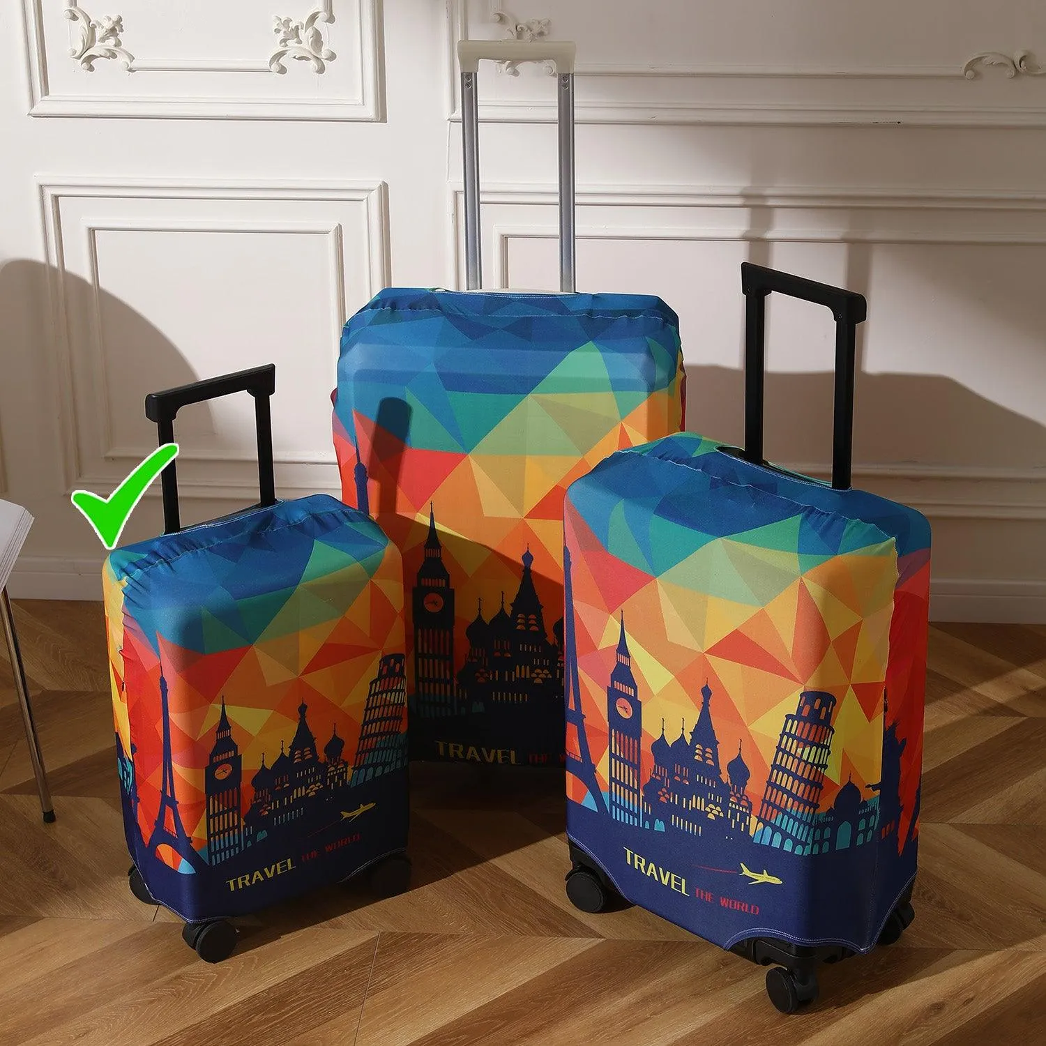 Durable 180 GSM Suitcase Covers S/M/L -Size for Trolley Suitcase, Multicolor Across Globe