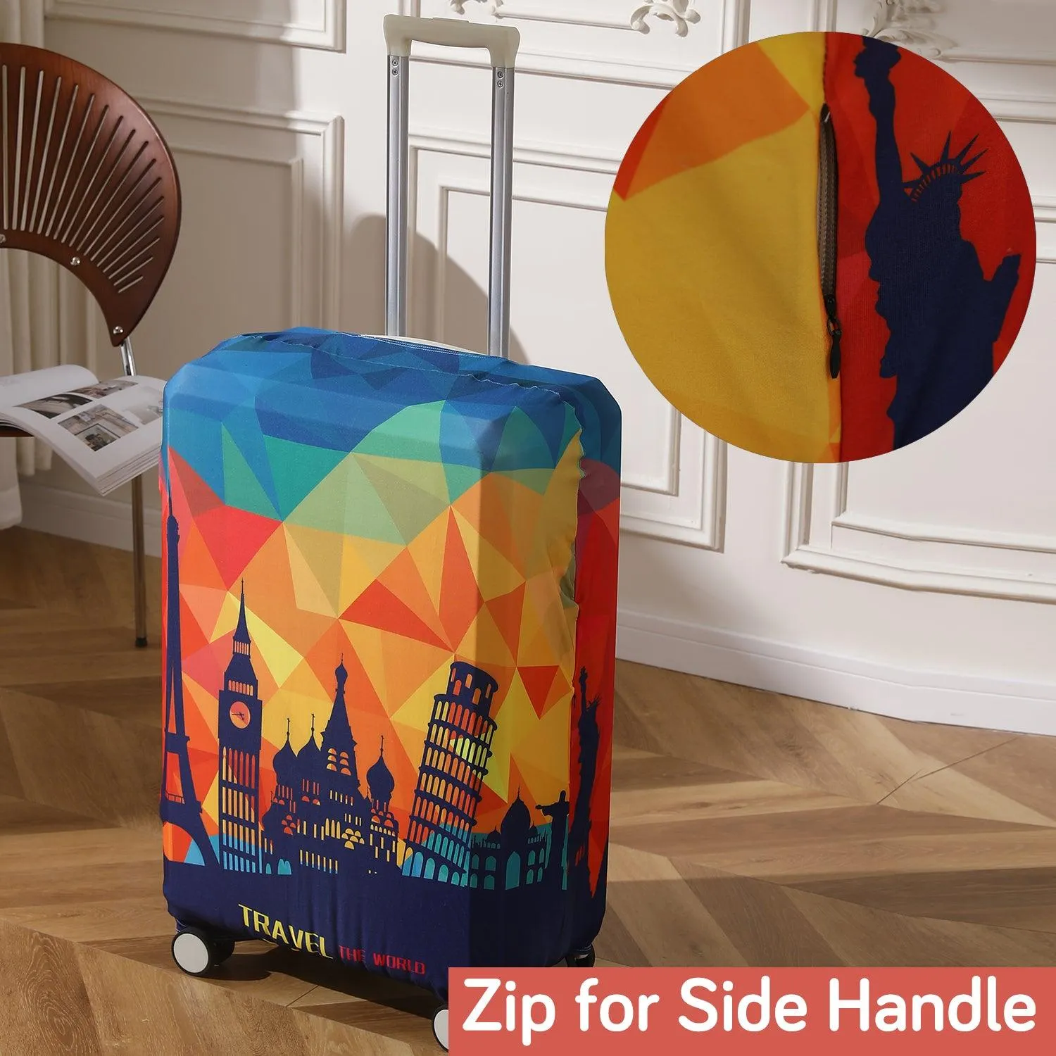 Durable 180 GSM Suitcase Covers S/M/L -Size for Trolley Suitcase, Multicolor Across Globe