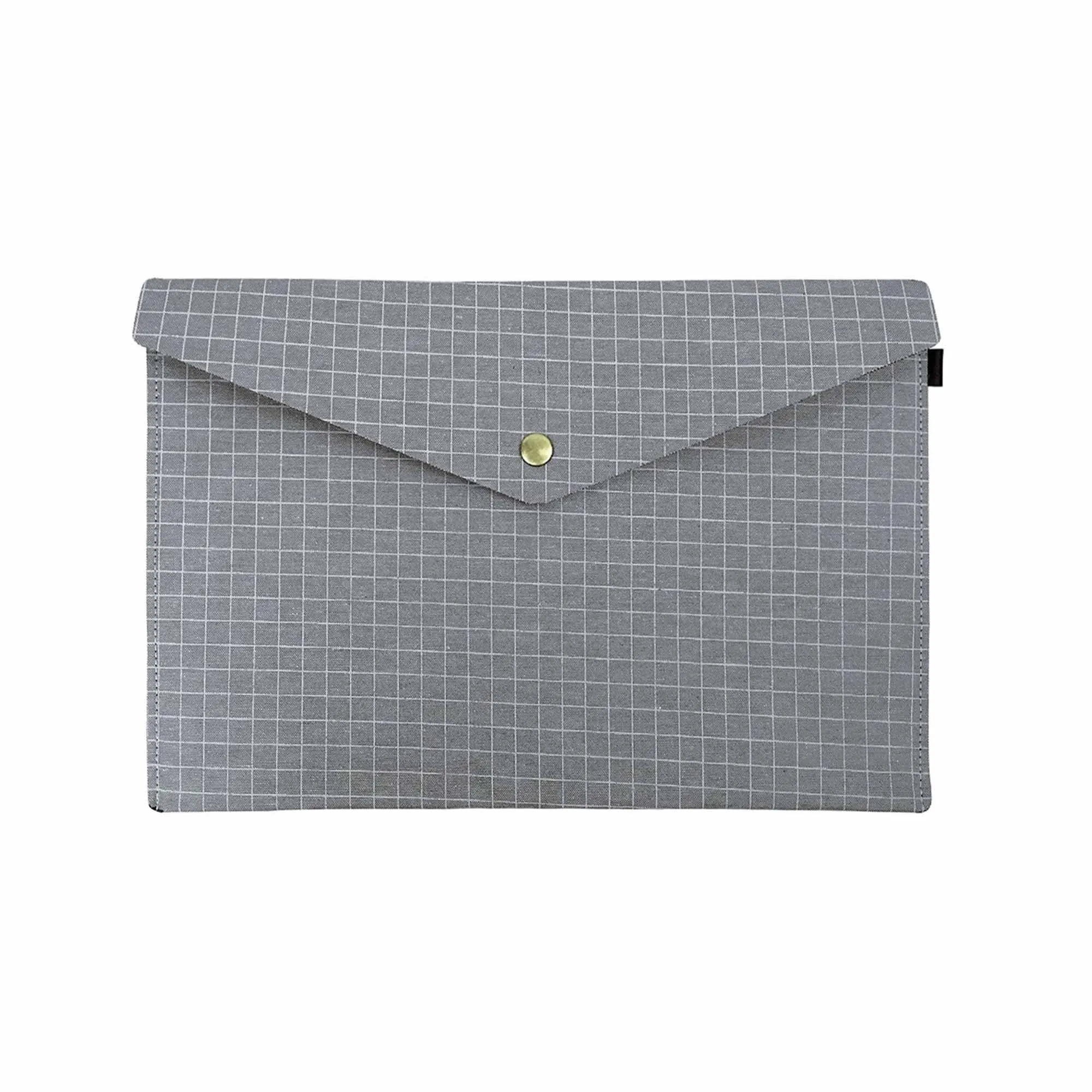 Elegant Linen Chequered Grey Document Holder Envelope - A4 Size